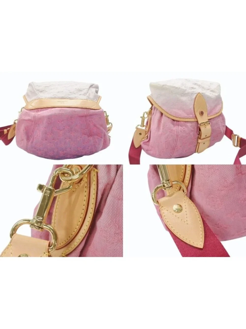 Louis Vuitton Shoulder Bag Monogram Denim Sunshine Pink White Gold